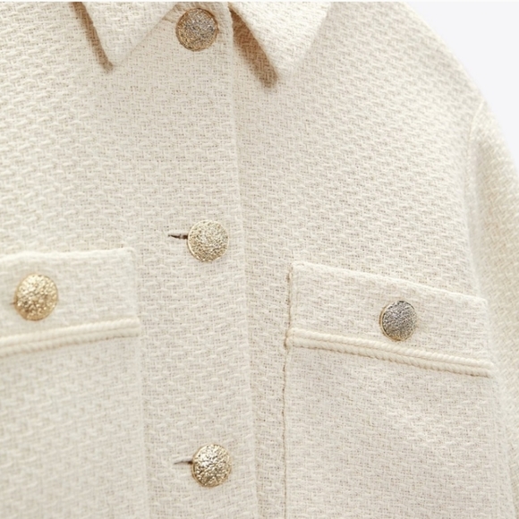 Zara Textured * Tweed Blazer Jacket Cream - Picture 15 of 16